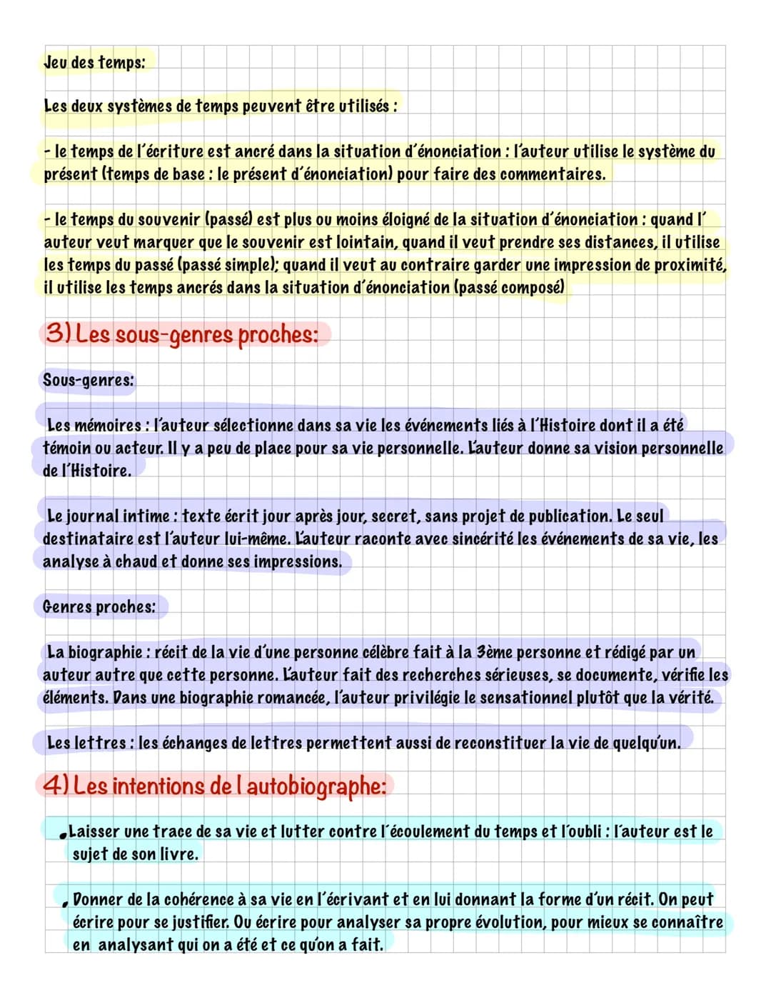 LE TEXTE AUTOBIOGRAPHIQUE
1) Définition:
L'étymologie grecque permet de définir le genre. L'autobiographie est le récit que fait un auteur d