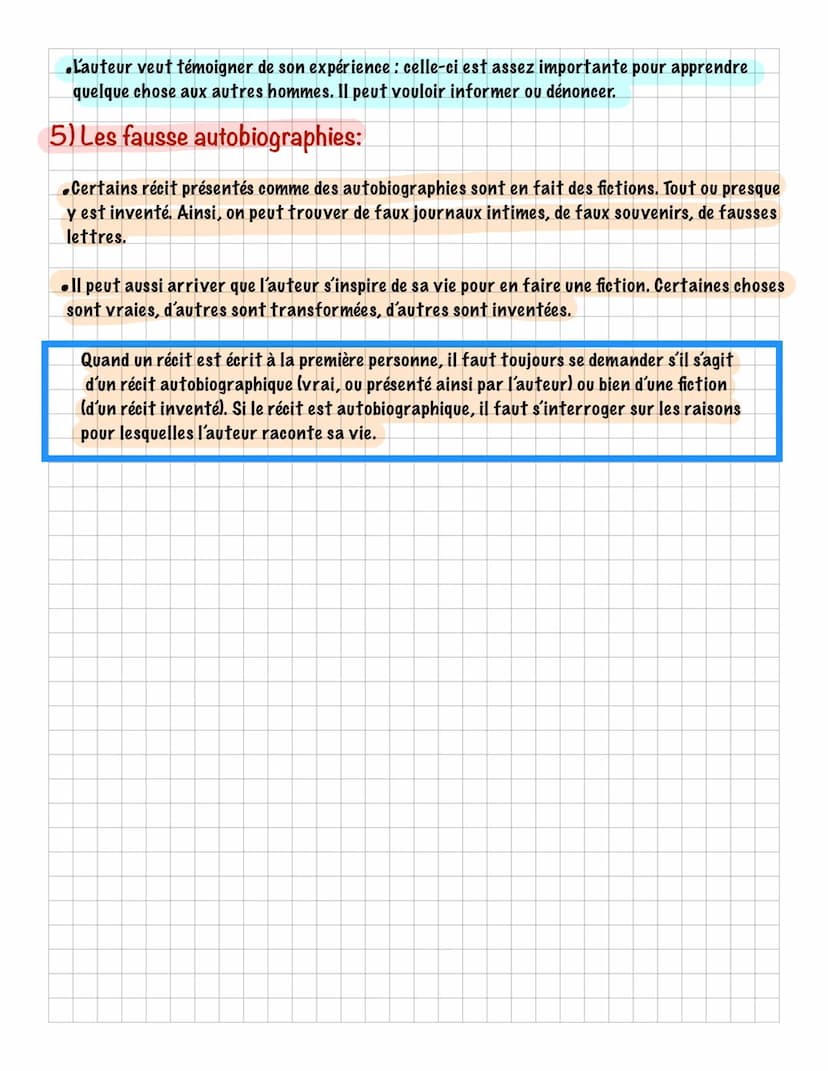 LE TEXTE AUTOBIOGRAPHIQUE
1) Définition:
L'étymologie grecque permet de définir le genre. L'autobiographie est le récit que fait un auteur d