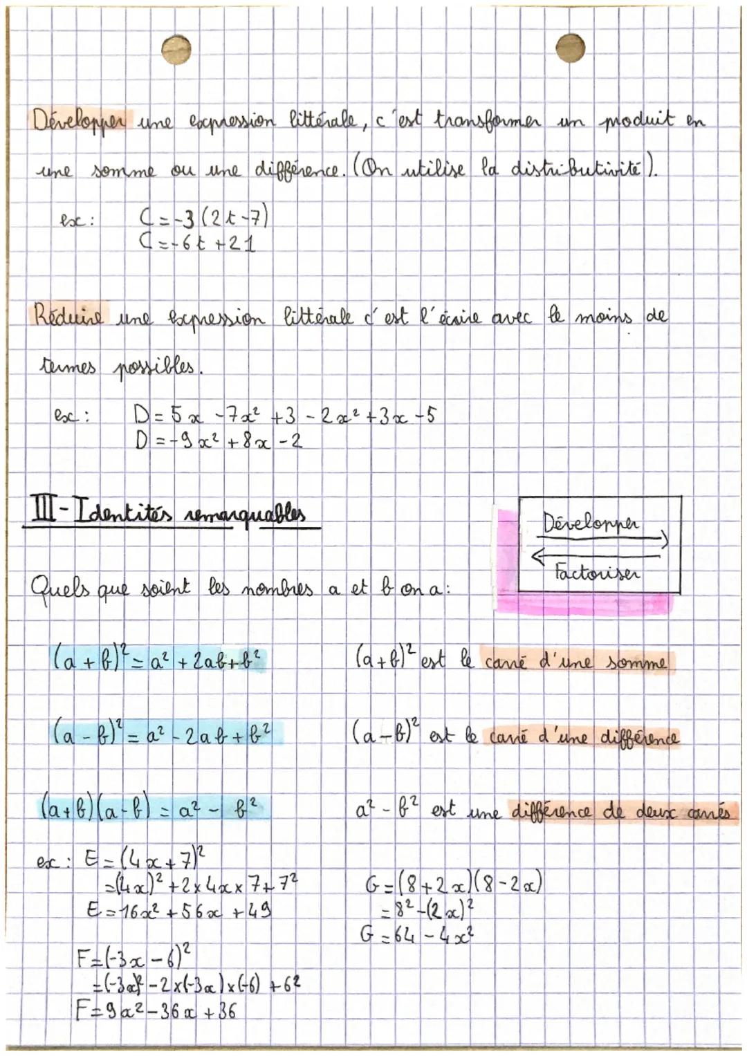 EXPRESSIONS
LANTINLOOTUNNO
LITT
I Distributivité simple et double
Distributivité simple:
Quels que soient les nombres relatifs a, b et h, on