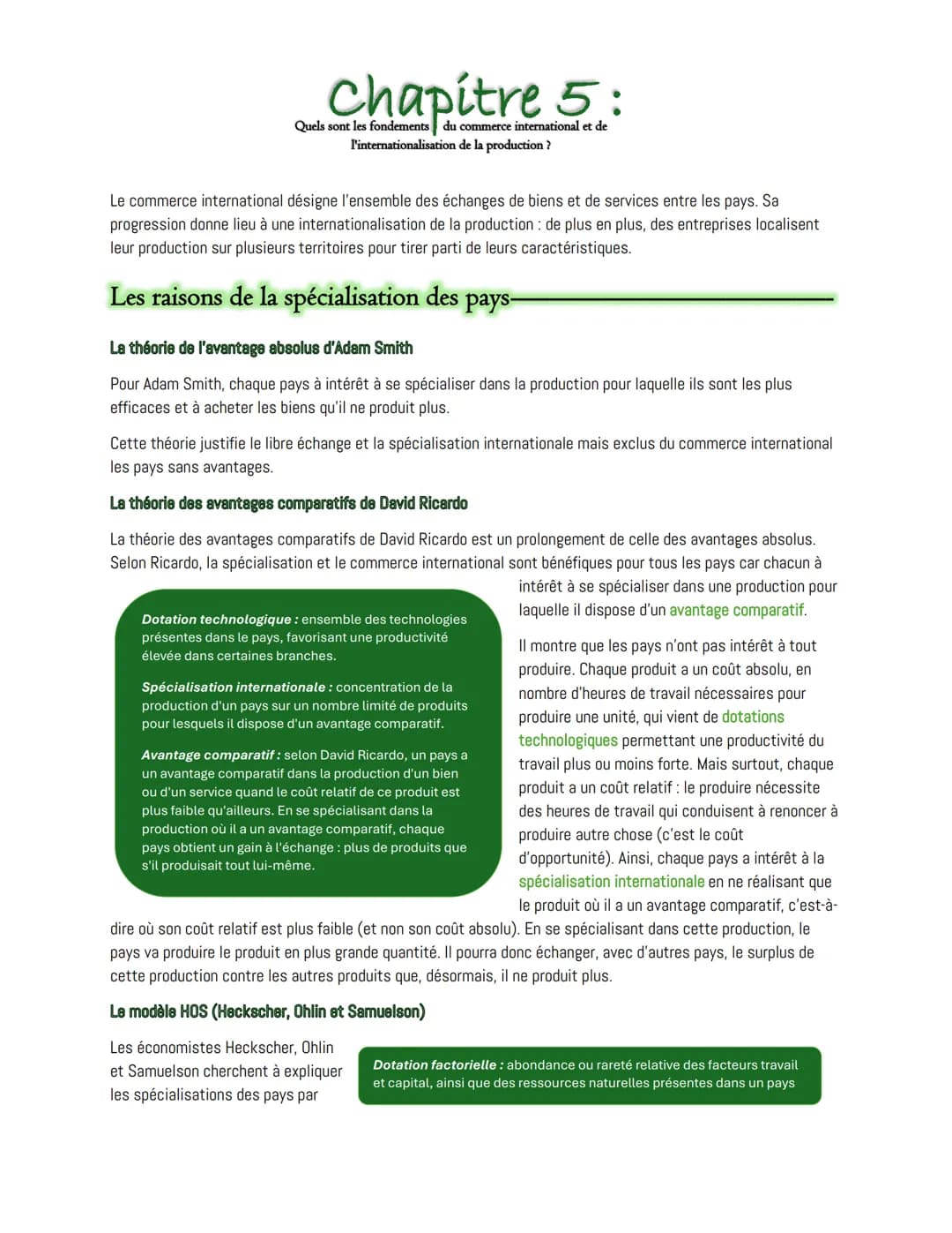 --- OCR Start ---
Chapitre 5:
l'internationalisation de la production?
Quels sont les fondements du commerce international et de
Le commerce