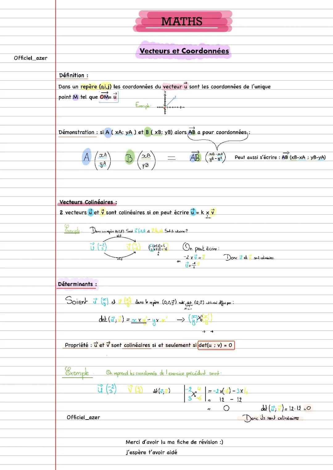 Cours Complet sur les Vecteurs PDF pour les Enfants - Vecteurs et Coordonnées