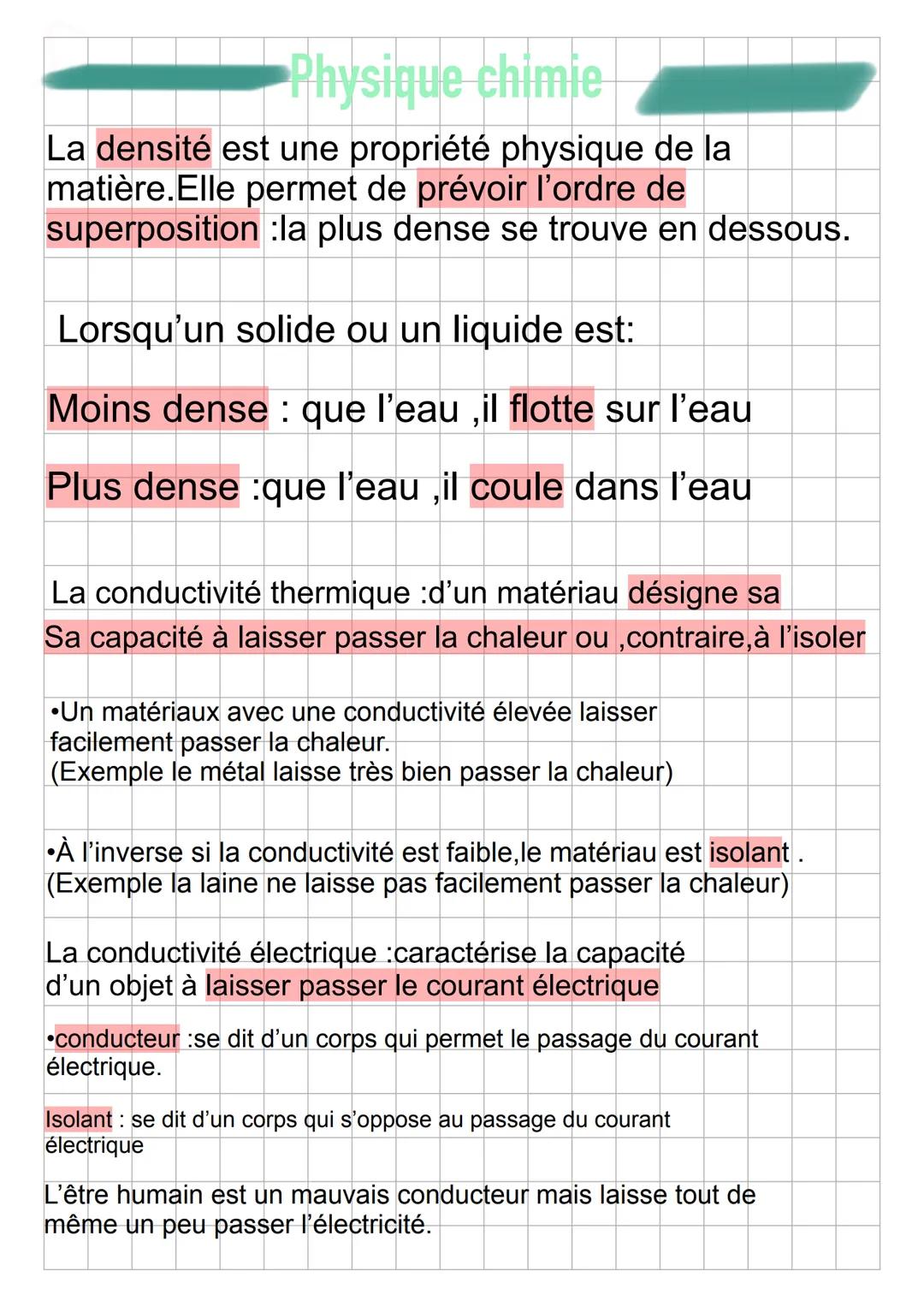Physique chimie

La densité est une propriété physique de la
matière. Elle permet de prévoir l'ordre de
superposition :la plus dense se trou