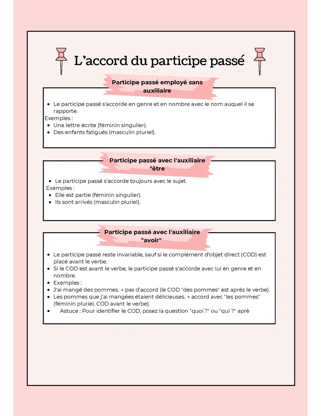 L’accord du participe passé