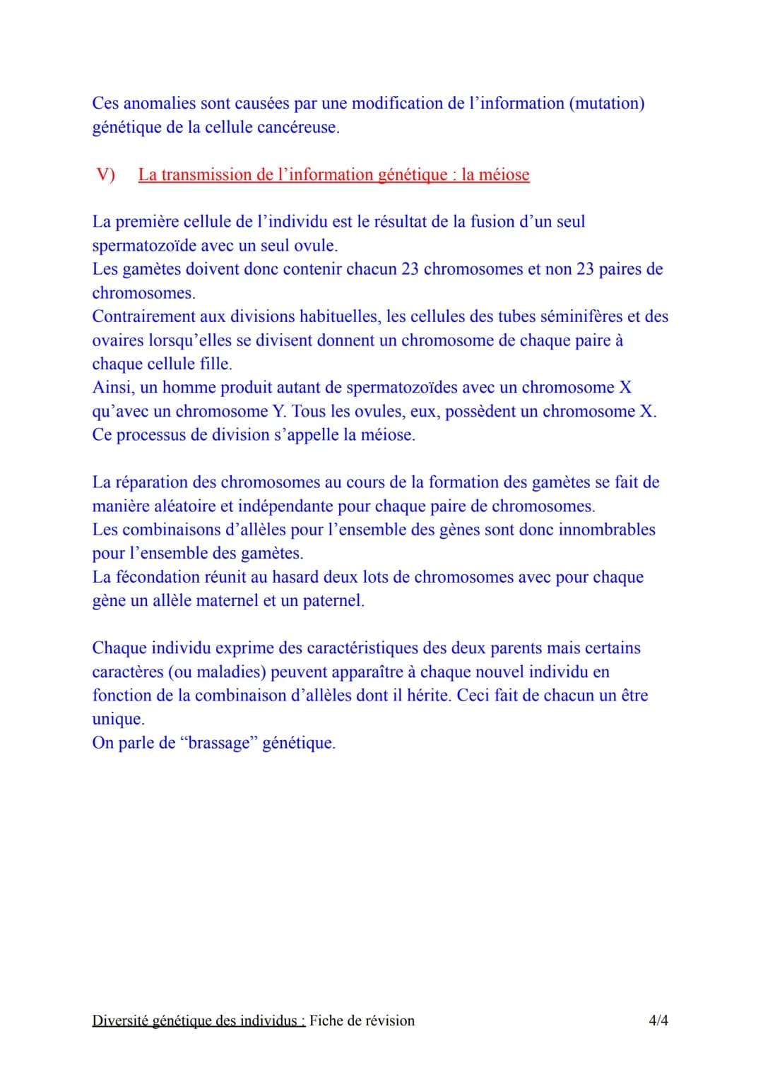 Chapitre nº1 : Diversité gênétique des individus
Fiche de révision
Introduction :
Tous les êtres vivants sont constitués de cellules.
Chaque