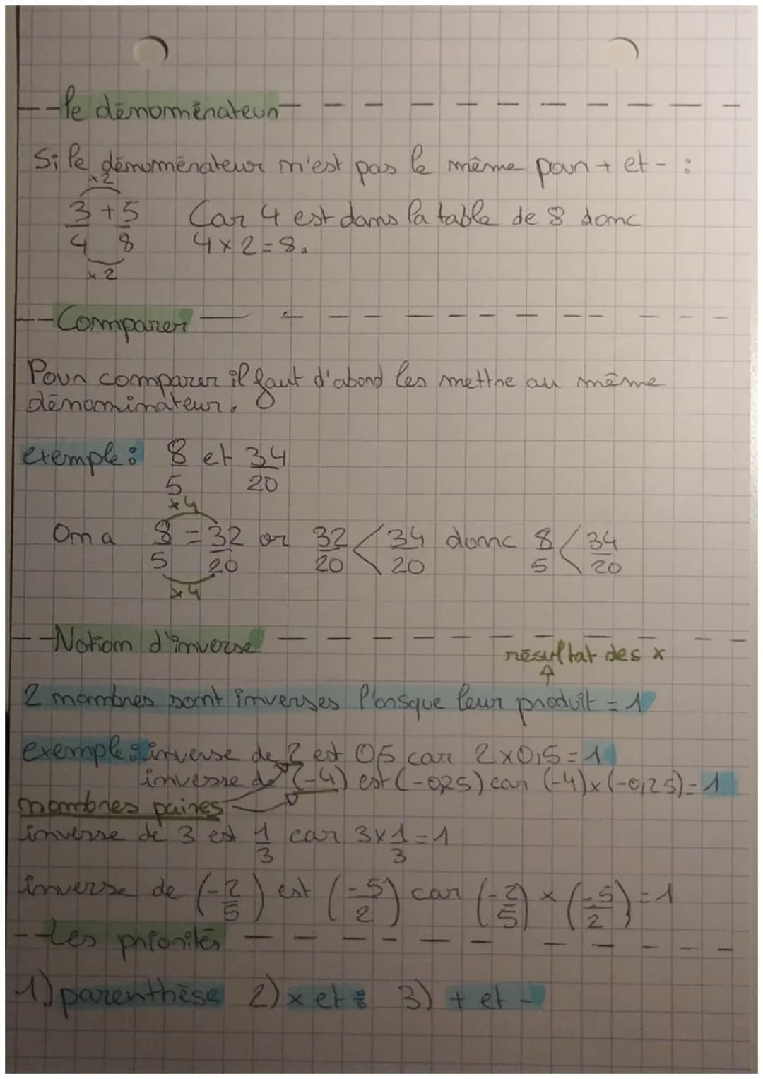 •FRACTION
-Simplifier les fractions
ka
kx b
b
78
( 6 - 3x7 = 3) quand il y a le même
8 4x2
=
4
mombre en bas et en haut om
l'enlève.
•Somme 