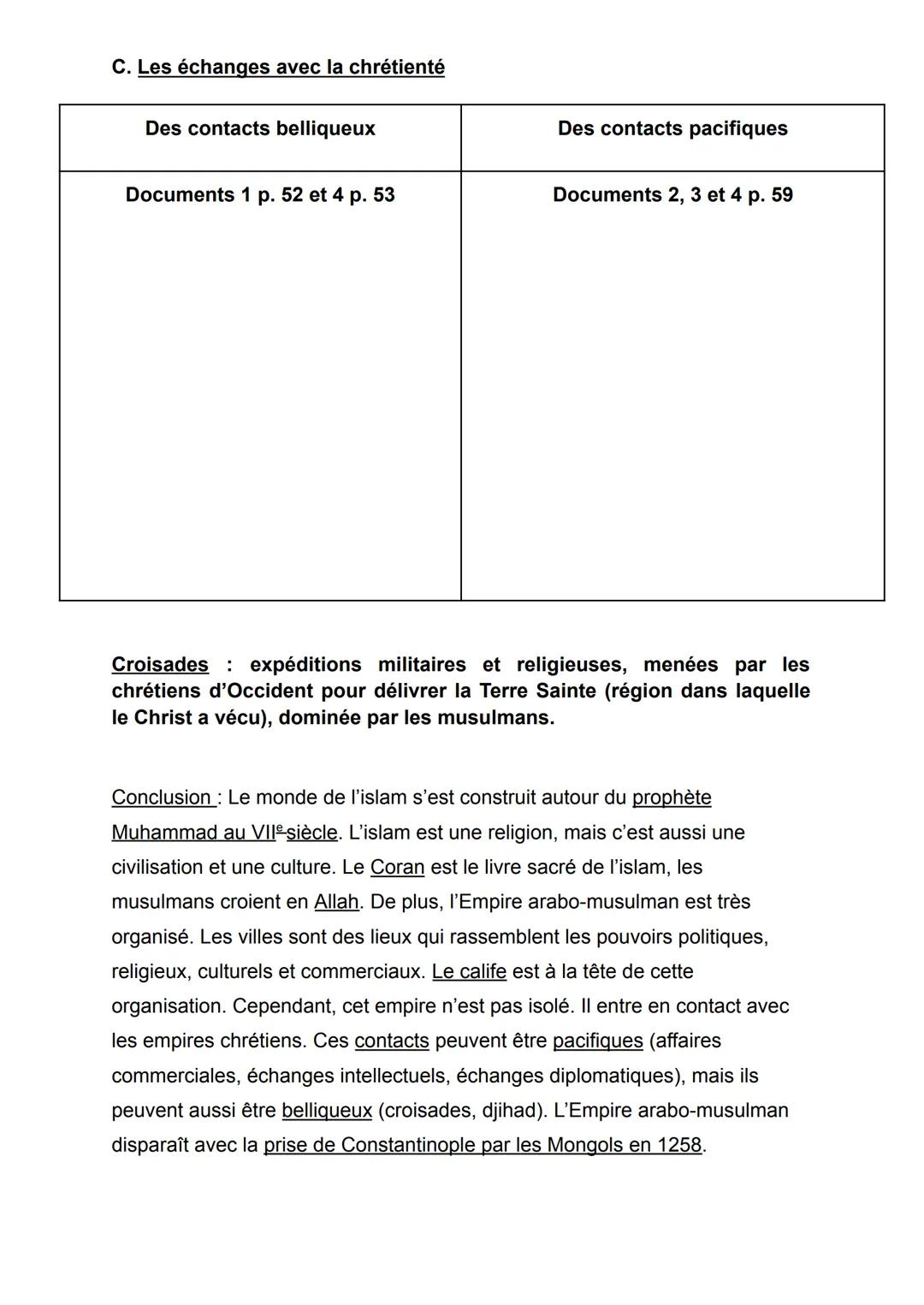Chapitre 2: De la naissance de l'islam à la prise de Bagdad: pouvoirs,
sociétés, cultures

Problématique: comment émerge et se développe le 