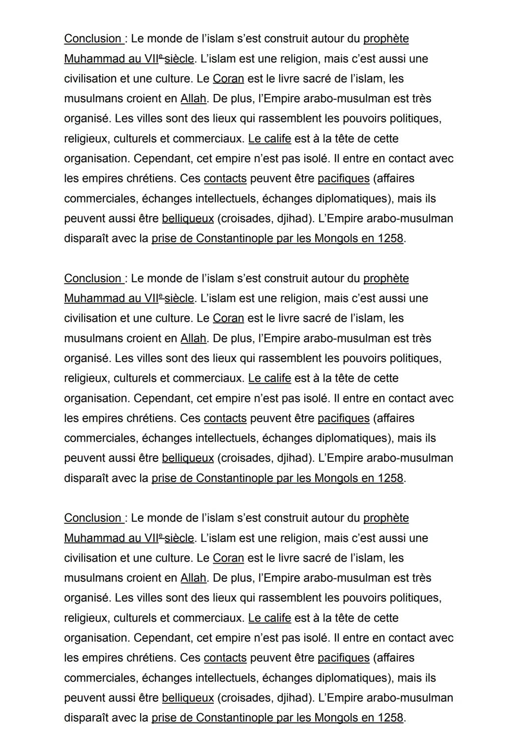 Chapitre 2: De la naissance de l'islam à la prise de Bagdad: pouvoirs,
sociétés, cultures

Problématique: comment émerge et se développe le 