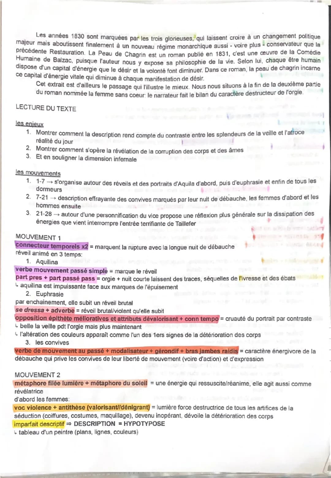 Honoré de Balzac, La Peau de chagrin, 1831
1
5
10
Le lendemain, vers midi, la belle Aquilina se leva, baillant, fatiguée, et les joues
marbr