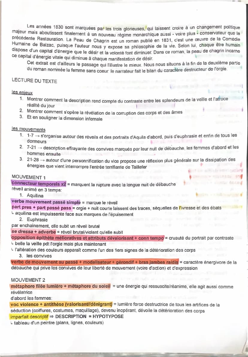 Honoré de Balzac, La Peau de chagrin, 1831
1
5
10
Le lendemain, vers midi, la belle Aquilina se leva, baillant, fatiguée, et les joues
marbr
