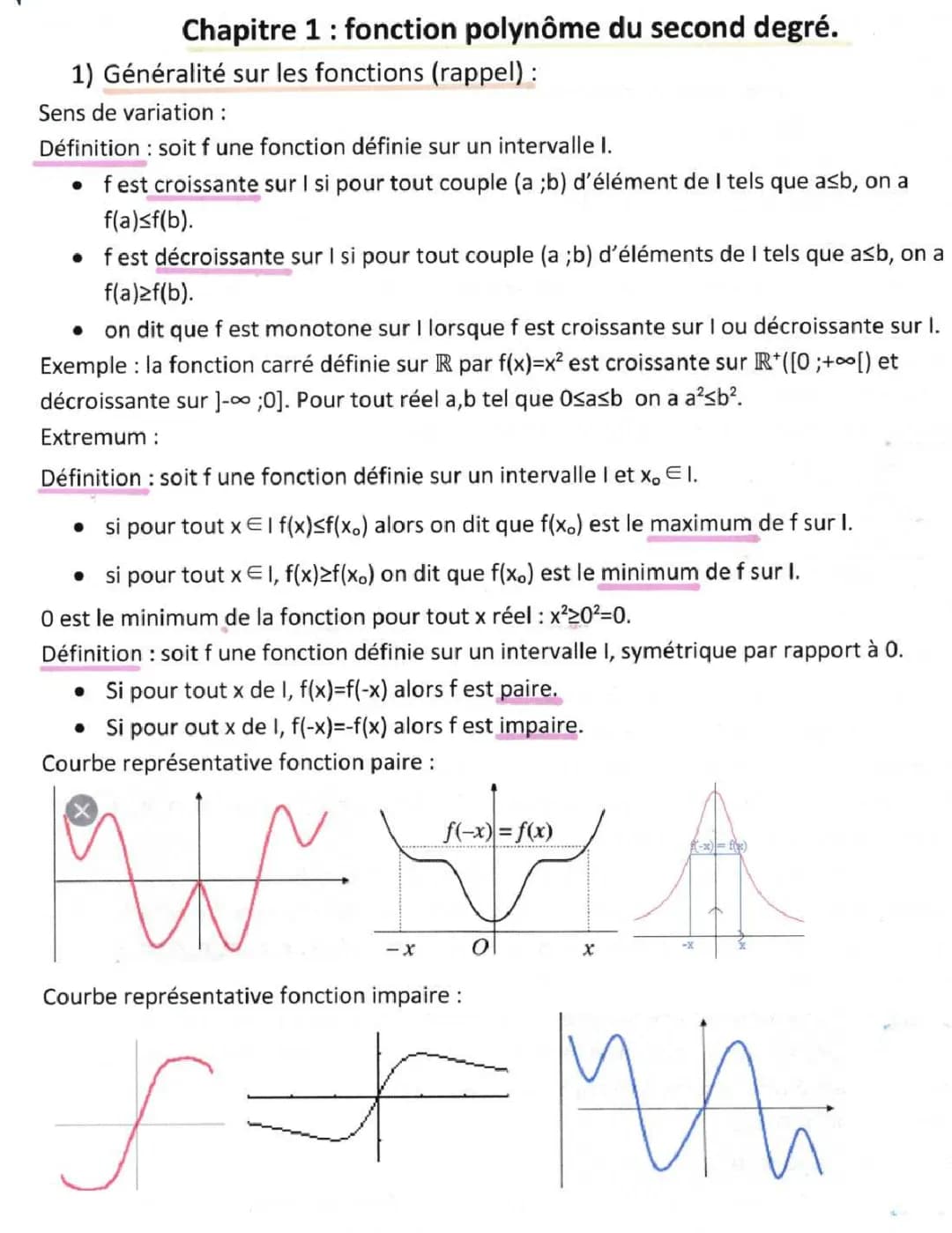 Le Polynôme du Second Degré : Cours et Exercices Corrigés PDF