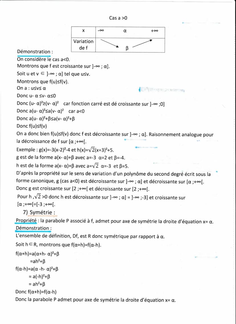 Chapitre 1 : fonction polynôme du second degré.
1) Généralité sur les fonctions (rappel):
Sens de variation :
Définition: soit f une fonctio