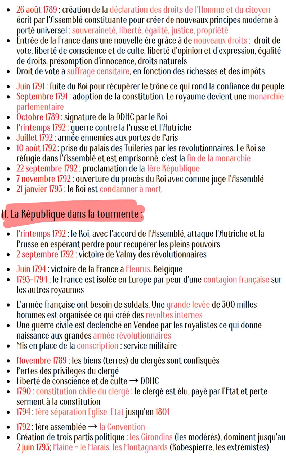 Histoire
La révolution française et l'empire
Les attentes:
• La religion catholique est la religion d'Etat
• Monarchie absolue de droit divi