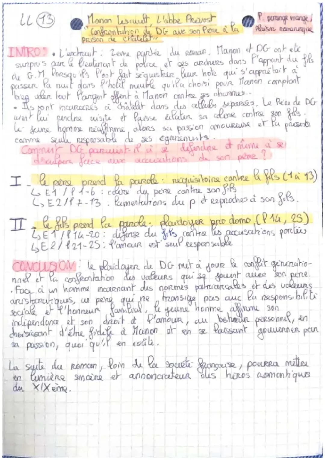 Lecture linéaire Manon Lescaut