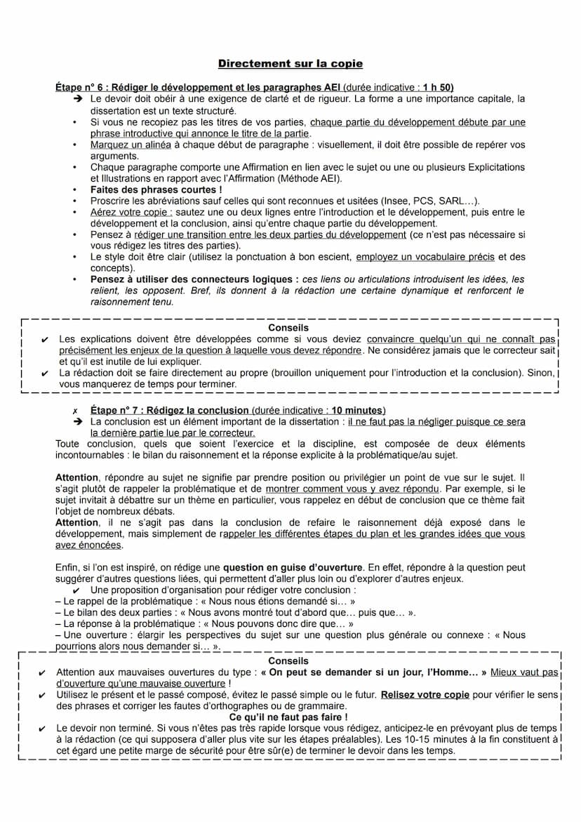 ●
FICHE MÉTHODE : Vers le Bac
MÉTHODOLOGIE DE LA DISSERTATION
Durée de l'épreuve : 4 Heures
Le sujet de dissertation et celui de la troisièm