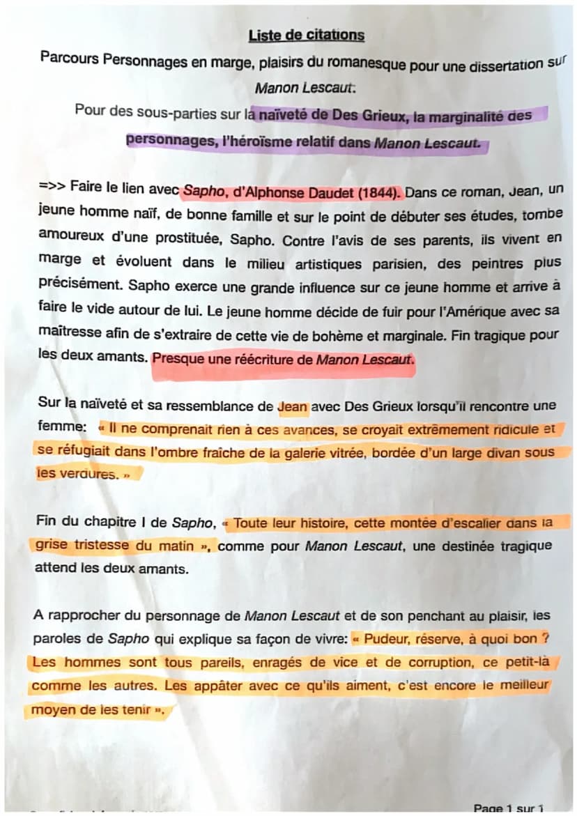 Citations Manon Lescaut
DESCRIPTION DE MANON:
« Elle me parut si charmante, que moi, qui n'avait jamais pensé à la différence des sexes, ni

