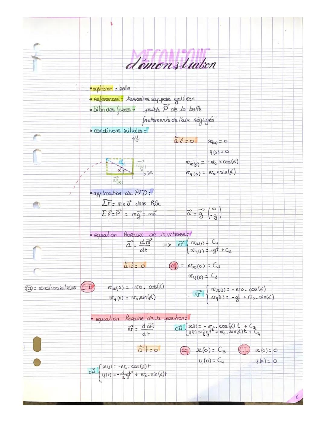 # MECANIQUE

démonstration

*   système = balle
*   Referenciel terrestre suppose galileen
*   bilan des forces poids $\vec{P}$ de la batte
