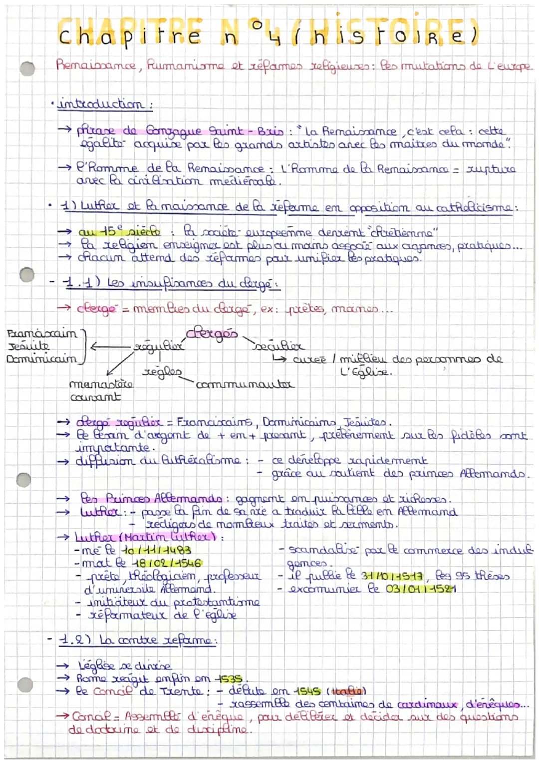 .
O
FOUR
chapitre n 4 Thistoire)
Remaissance, Rumanisme et réfames religieuses: Pes mutations de L'europe.
introduction:
→ phrase de Gonzagu