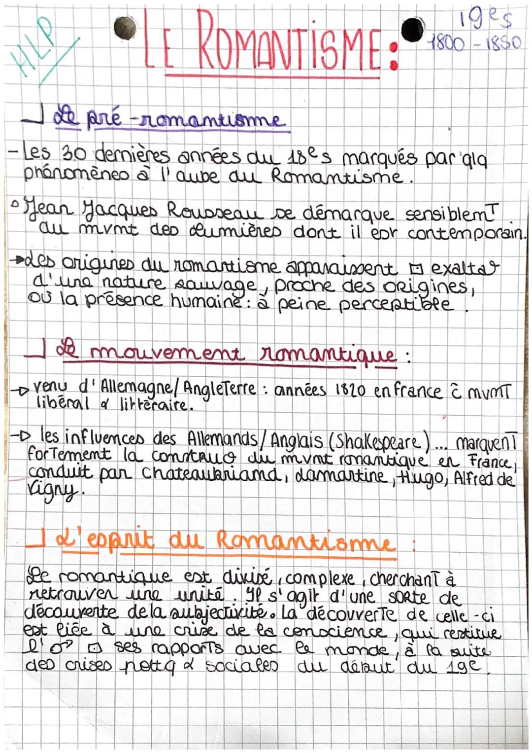 HLP
D
•LE ROMANTISME:
Le pré-romantisme
19es
1800-1850
· Les 30 dernières années du 18es marqués par gla
phénomènes à l'aube au Romantisme
•
