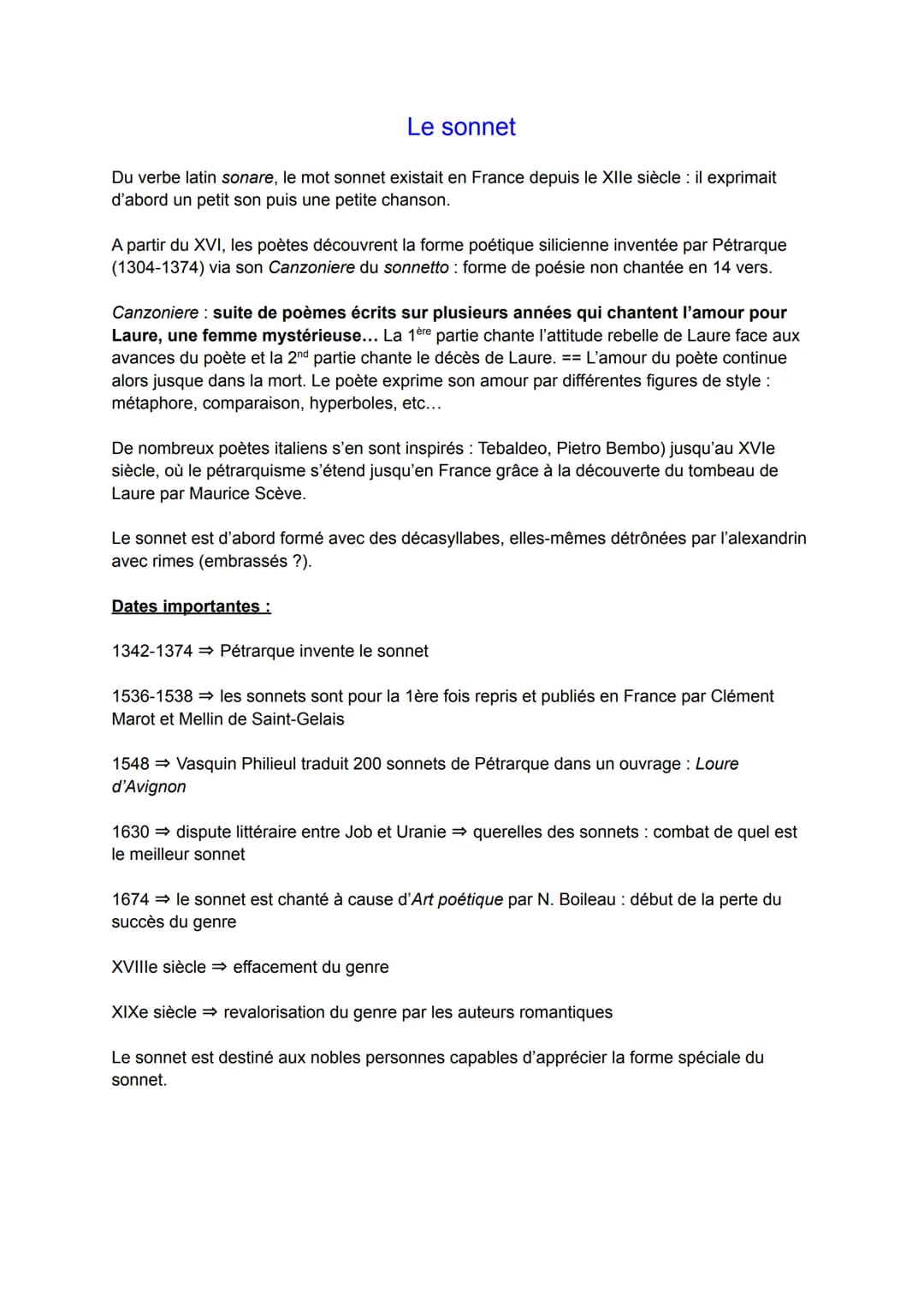 Du verbe latin sonare, le mot sonnet existait en France depuis le Xlle siècle: il exprimait
d'abord un petit son puis une petite chanson.
Le