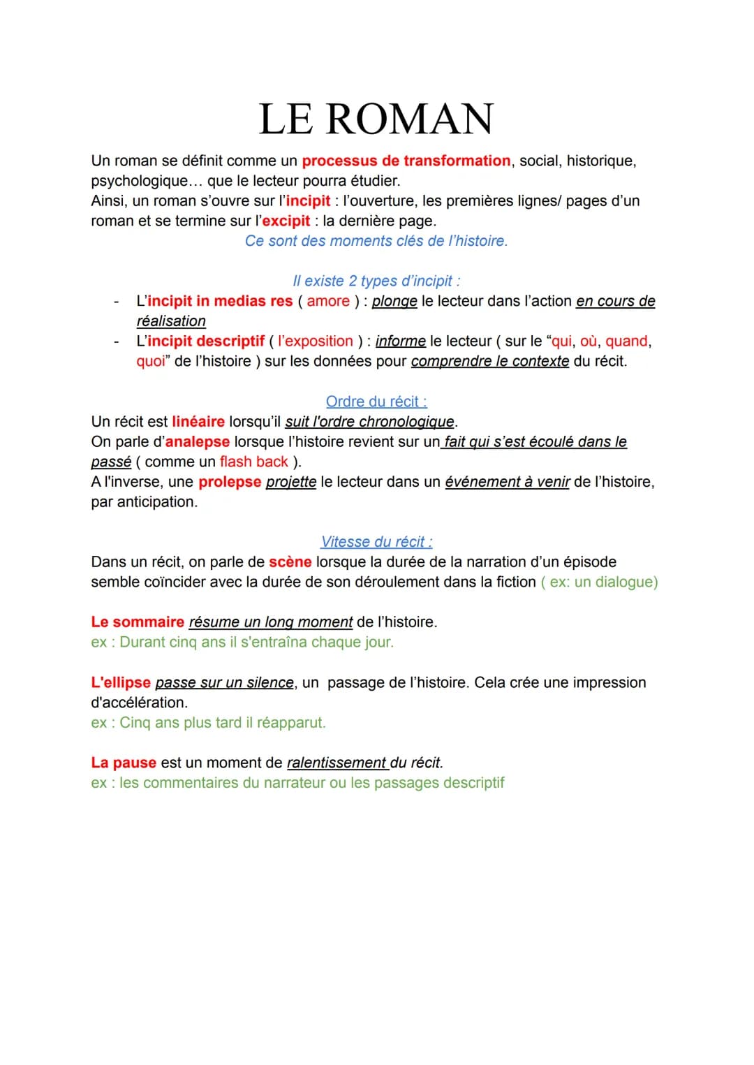 LE ROMAN
Un roman se définit comme un processus de transformation, social, historique,
psychologique... que le lecteur pourra étudier.
Ainsi