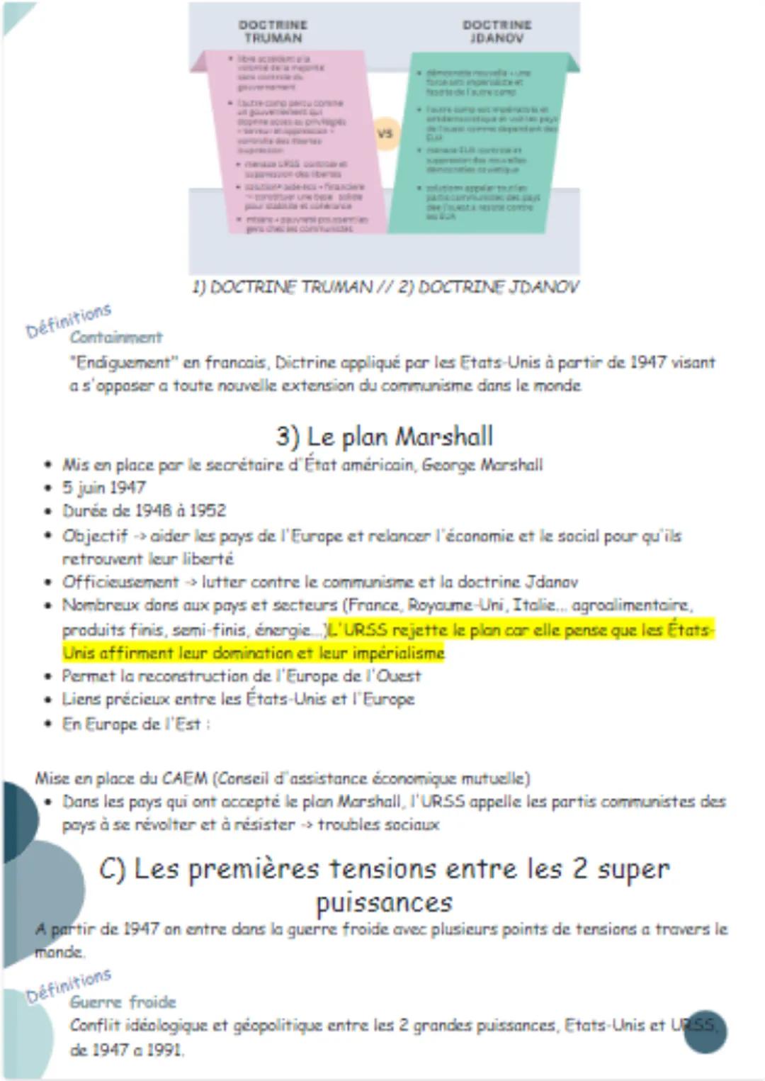 # la modification des
acteurs internationaux
dans monde bipolaire
(1945-1970)

III) Les débuts de la guerre froide
Alors qu'il sort tou just
