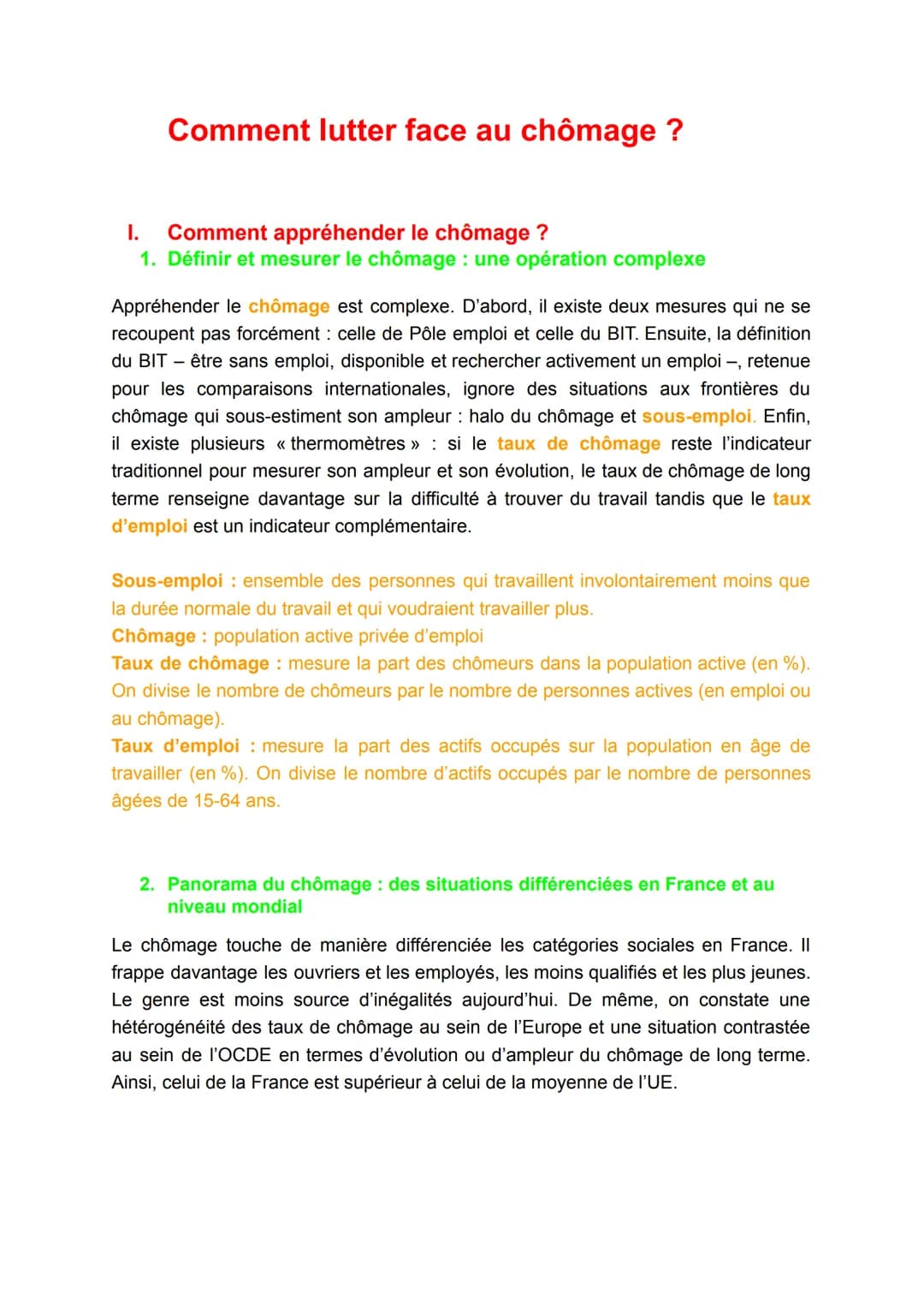 Comment lutter face au chômage ?
I. Comment appréhender le chômage ?
1. Définir et mesurer le chômage : une opération complexe
Appréhender l