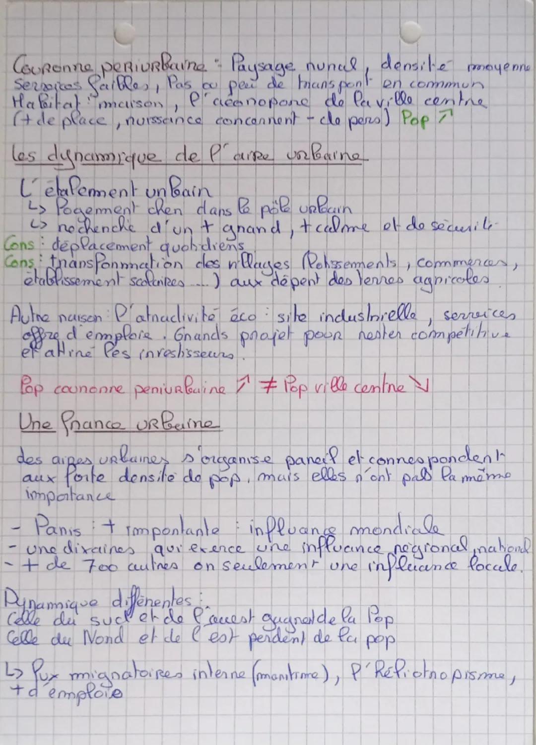 # Thème 1 géographie Chapitre 1
Chapitre 1: des aires urbaines, une nouvelle géographie et d'une France mondialisée.
## Schéma d'une aire ur