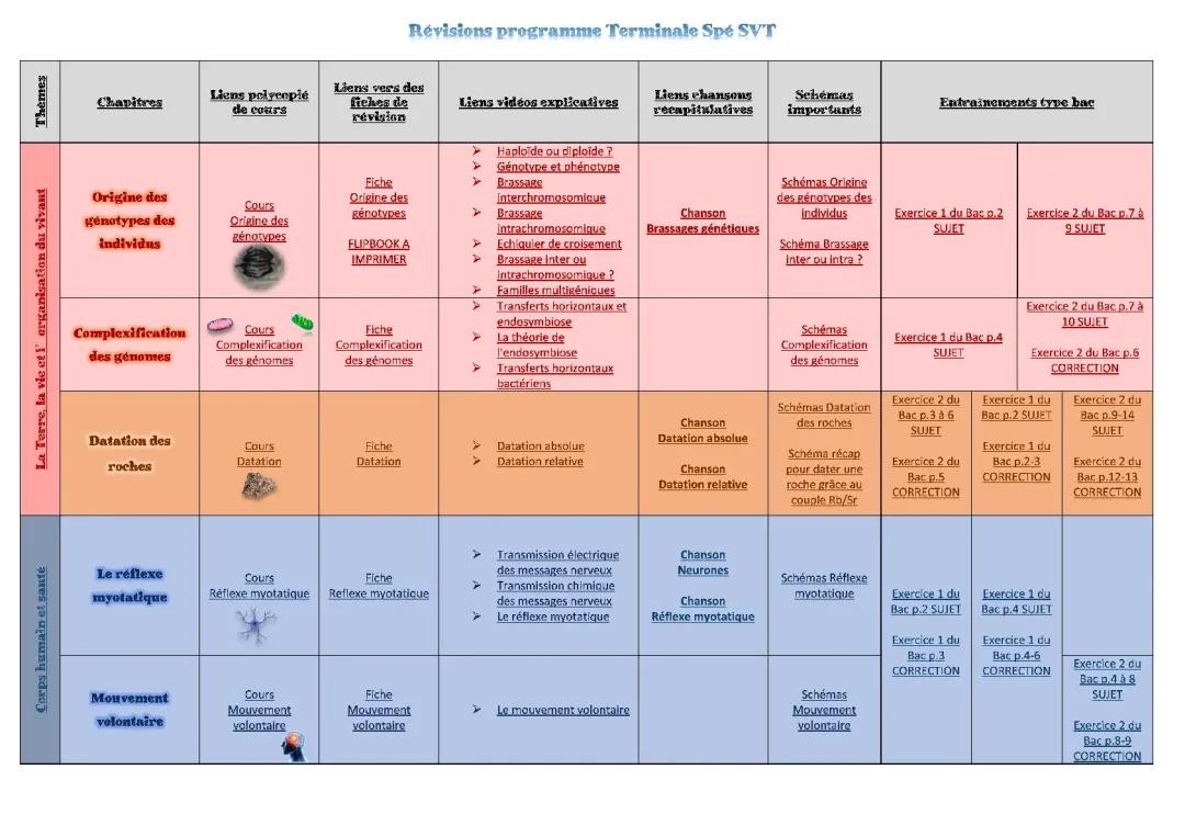 Cours et Fiches de Révision SVT Terminale PDF - Programme 2024