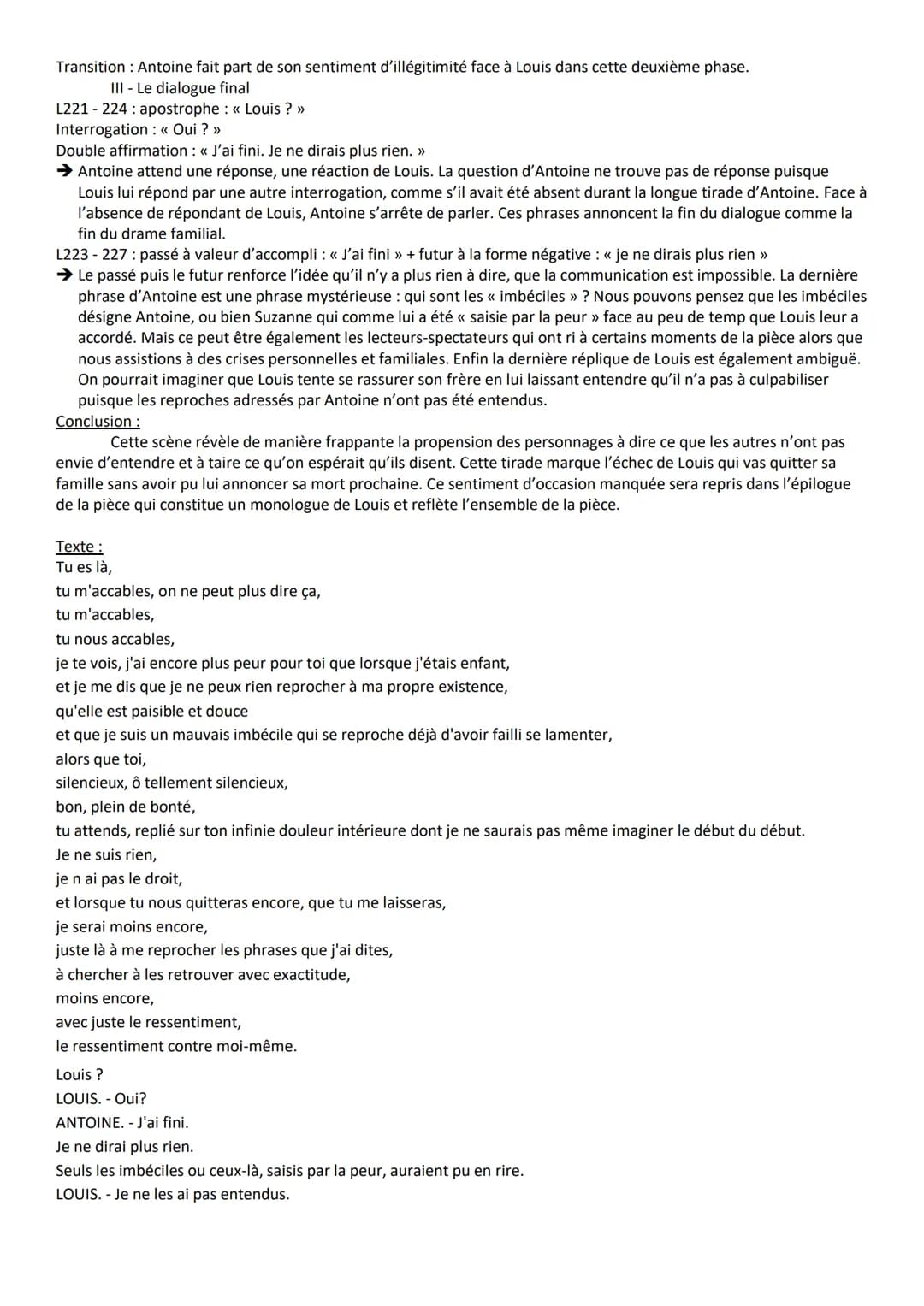 Lecture linéaire
Intro :
Partie II, scène 3, Juste la fin du monde, Lagarce
Jean-Luc Lagarce est un des dramaturges contemporains les plus j