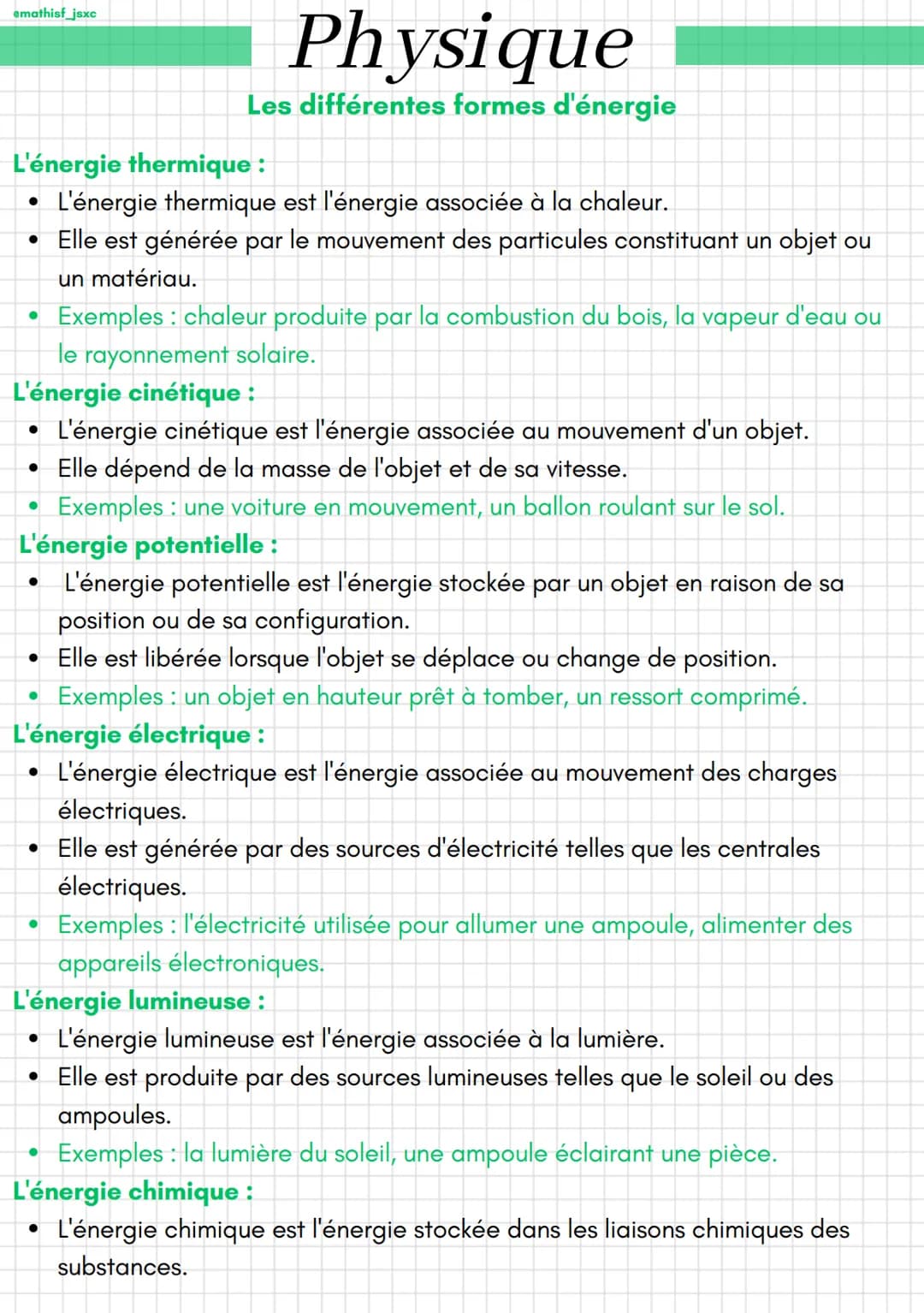 amathisf_jsxc
L'énergie thermique :
L'énergie thermique est l'énergie associée à la chaleur.
• Elle est générée par le mouvement des particu