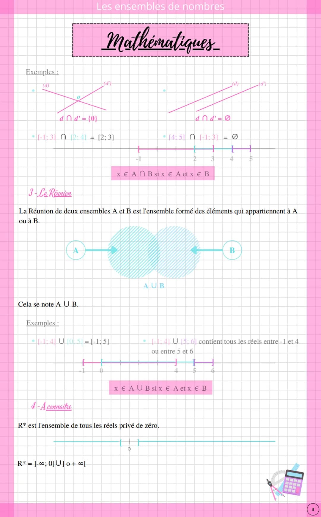 ●
Les notations d'ensembles
N est l'ensemble des entiers naturels → ce sont les nbrs entiers positifs.
ex: 0; 1; 2; 3
Les ensembles de nombr