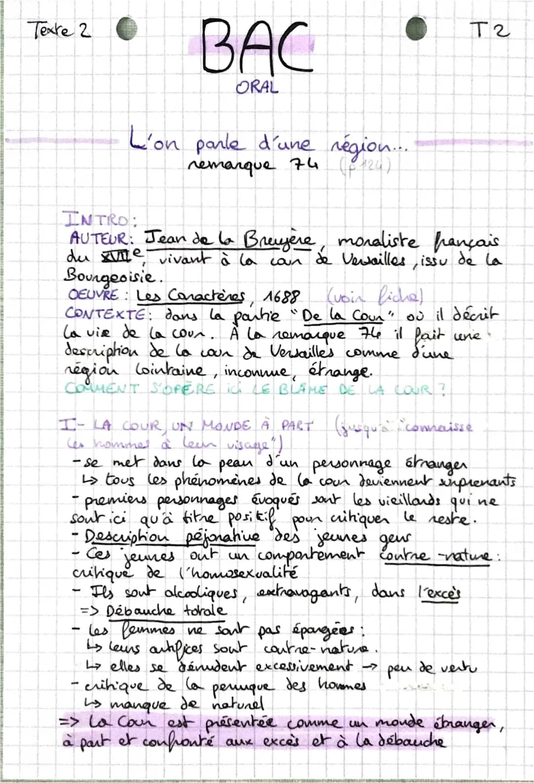 Remarque 74 de la Cour La Bruyère : Analyse Linéaire et Résumé Facile