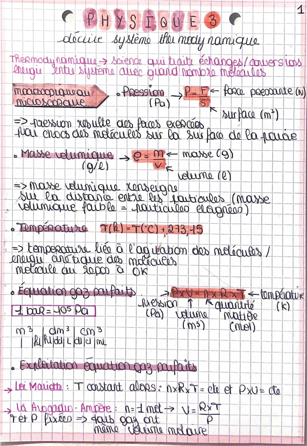 PHYSIQUE3. DECRIRE SYSTÈME THERMODYNAMIQUE 
