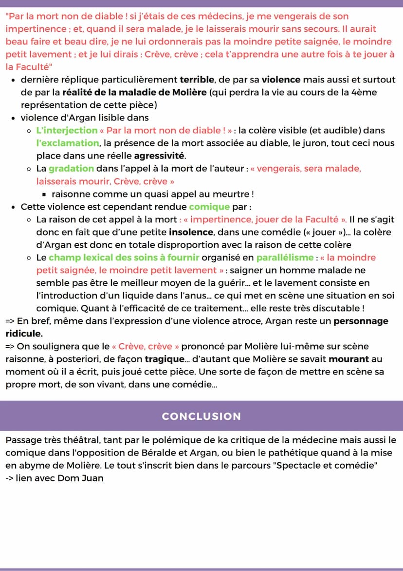 LECTURE LINEAIRE 2
ACTE 3, SCENE 3 DU MALADE IMAGINAIRE
La mise en abyme, la comédie de la vie jusqu'à al mort ou comment rire de tout
INTRO
