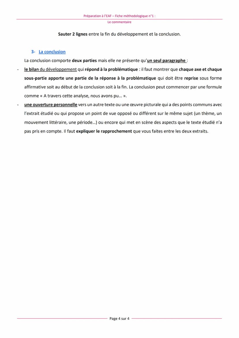Préparation à l'EAF - Fiche méthodologique n°1 :
Le commentaire
EAF : Fiche méthodologique n°2 :
Le commentaire
Généralités :
L'Epreuve Anti