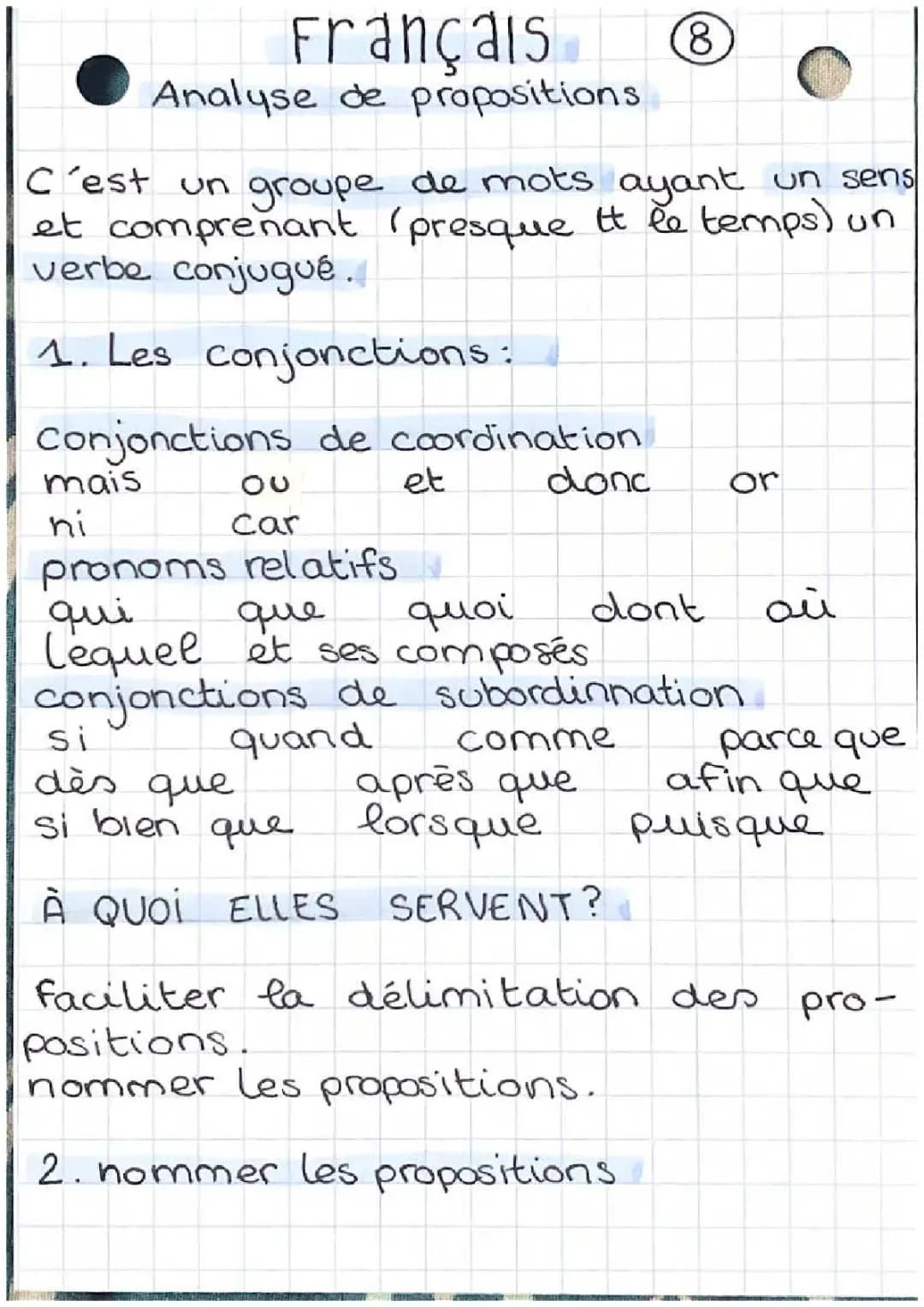 Analyse des propositions 