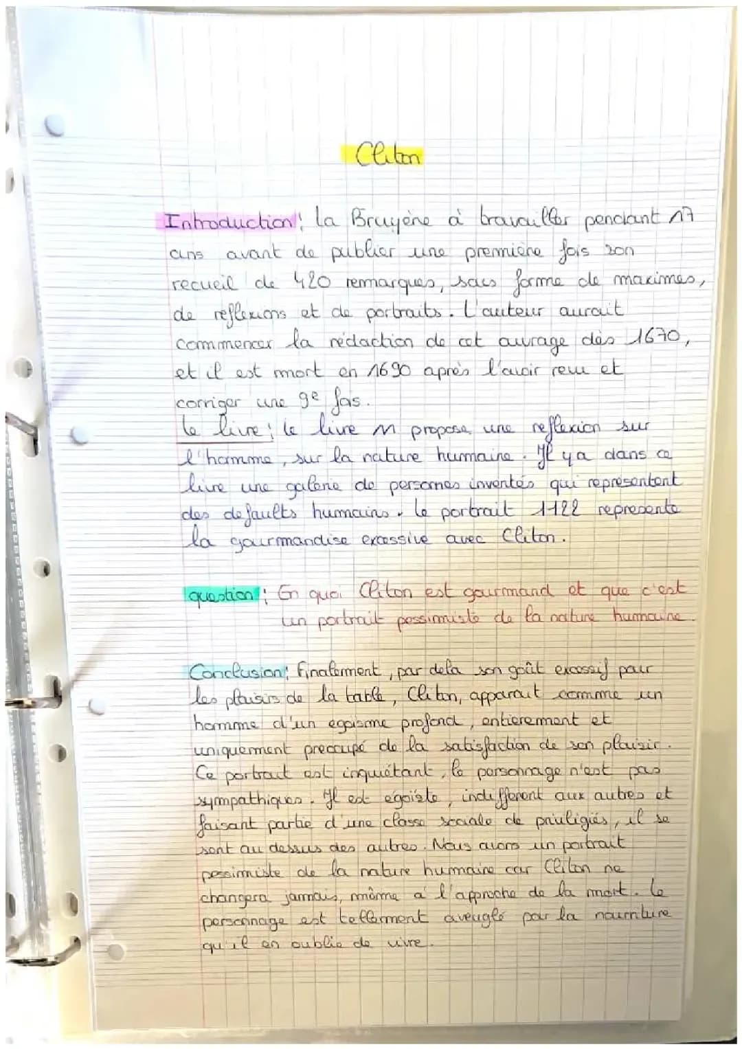 Découvre Cliton et Ruffin - Analyse et PDF des Caractères de La Bruyère