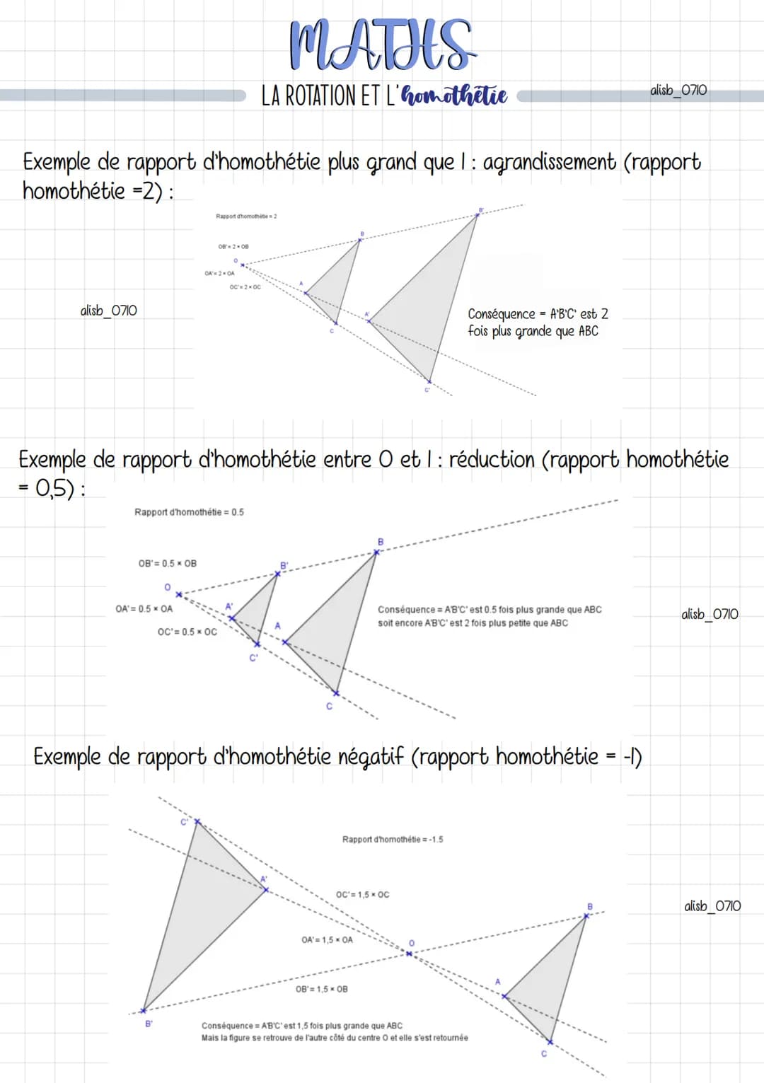 MATHS
LA ROTATION ET L'omothetie
2a retation
Définition: Une rotation est un tour d'une figure autour d'un point appelé
centre de la rotatio