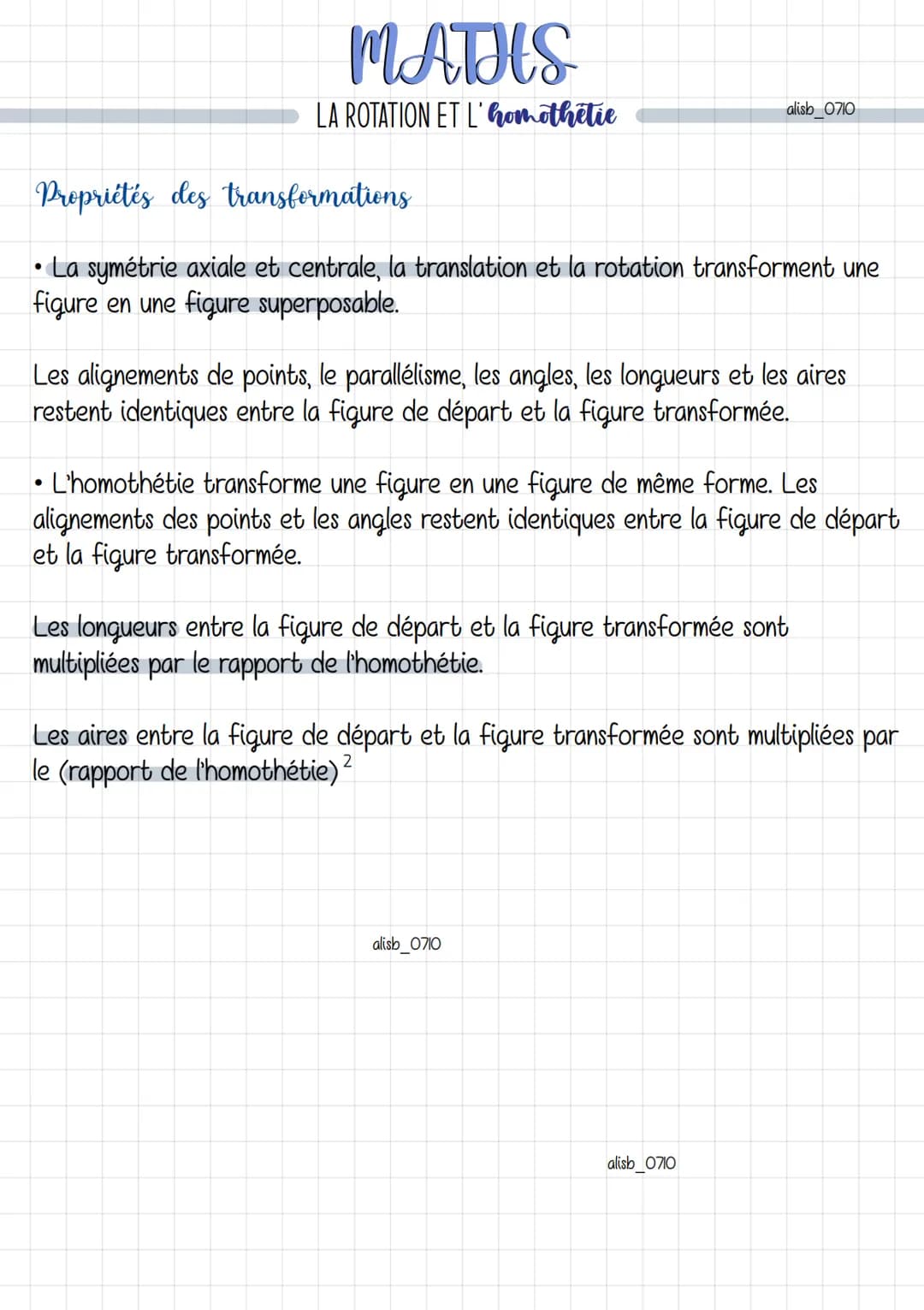 MATHS
LA ROTATION ET L'omothetie
2a retation
Définition: Une rotation est un tour d'une figure autour d'un point appelé
centre de la rotatio