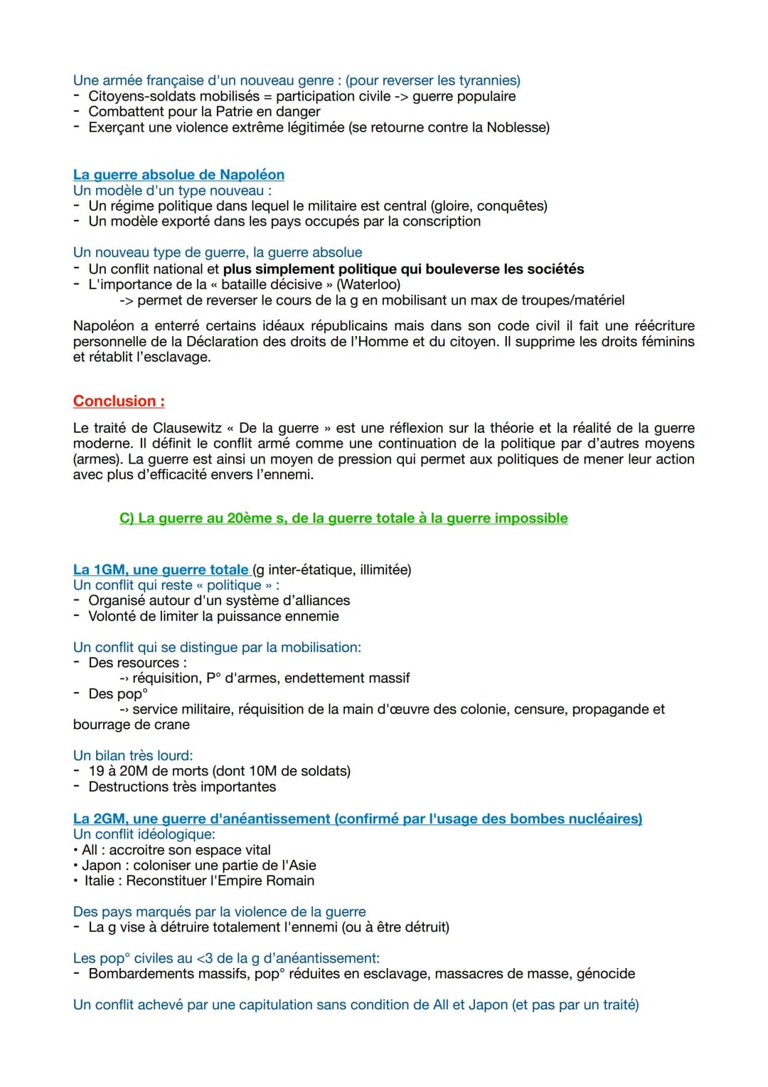 Thème 2: Axe 1: La dimension politique de la guerre : des conflits inter-étatiques aux
enjeux transnationaux
Introduction :
<< La guerre est