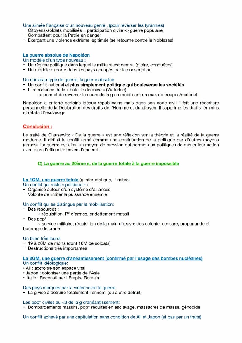 Thème 2: Axe 1: La dimension politique de la guerre : des conflits inter-étatiques aux
enjeux transnationaux
Introduction :
<< La guerre est