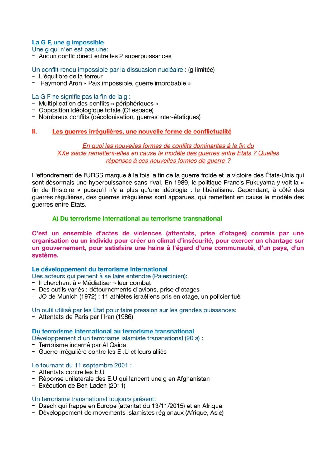 Thème 2: Axe 1: La dimension politique de la guerre : des conflits inter-étatiques aux
enjeux transnationaux
Introduction :
<< La guerre est