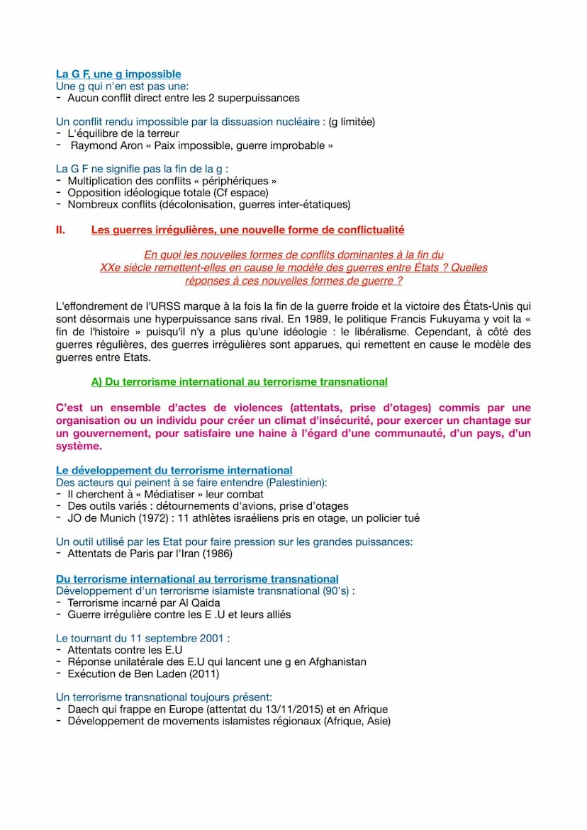 Thème 2: Axe 1: La dimension politique de la guerre : des conflits inter-étatiques aux
enjeux transnationaux
Introduction :
<< La guerre est