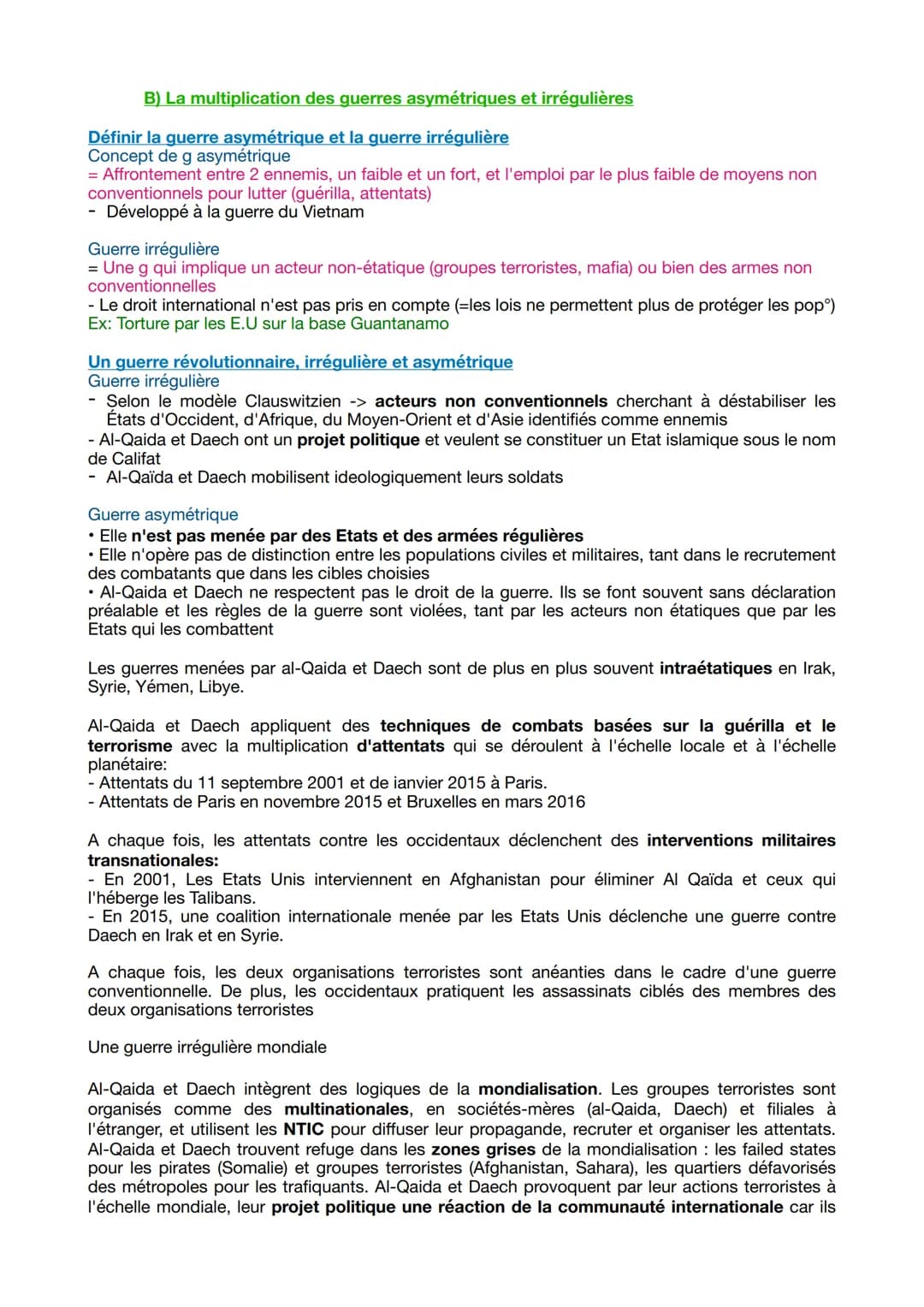 Thème 2: Axe 1: La dimension politique de la guerre : des conflits inter-étatiques aux
enjeux transnationaux
Introduction :
<< La guerre est