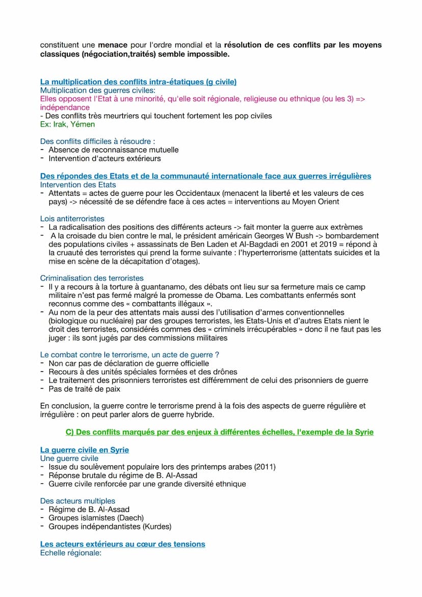 Thème 2: Axe 1: La dimension politique de la guerre : des conflits inter-étatiques aux
enjeux transnationaux
Introduction :
<< La guerre est