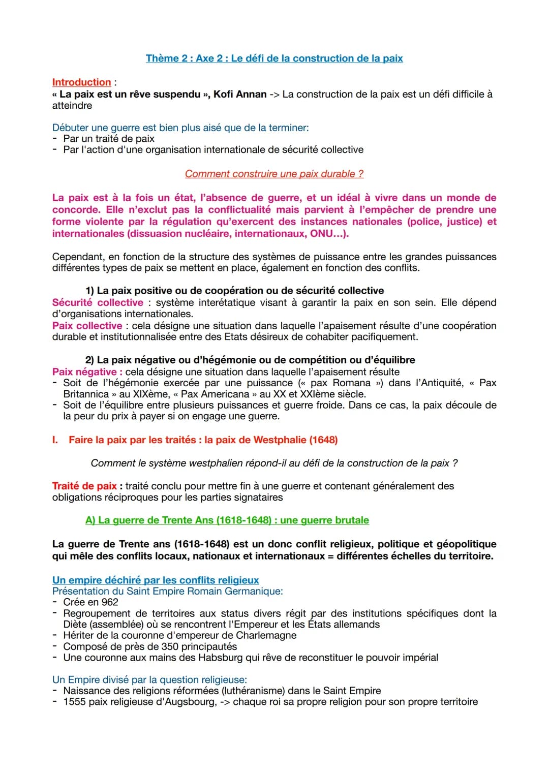Thème 2: Axe 1: La dimension politique de la guerre : des conflits inter-étatiques aux
enjeux transnationaux
Introduction :
<< La guerre est