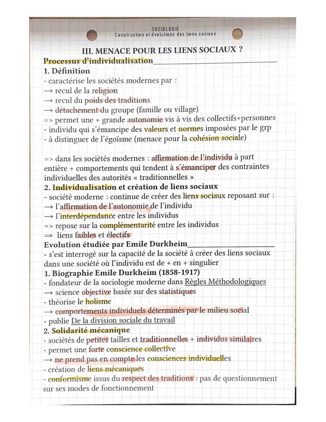 SOCIOLOGIE
Construction et évolutions des liens sociaux
Introduction
restituer le sujet dans l'actualité
→ confinement de 2020 : coupure des