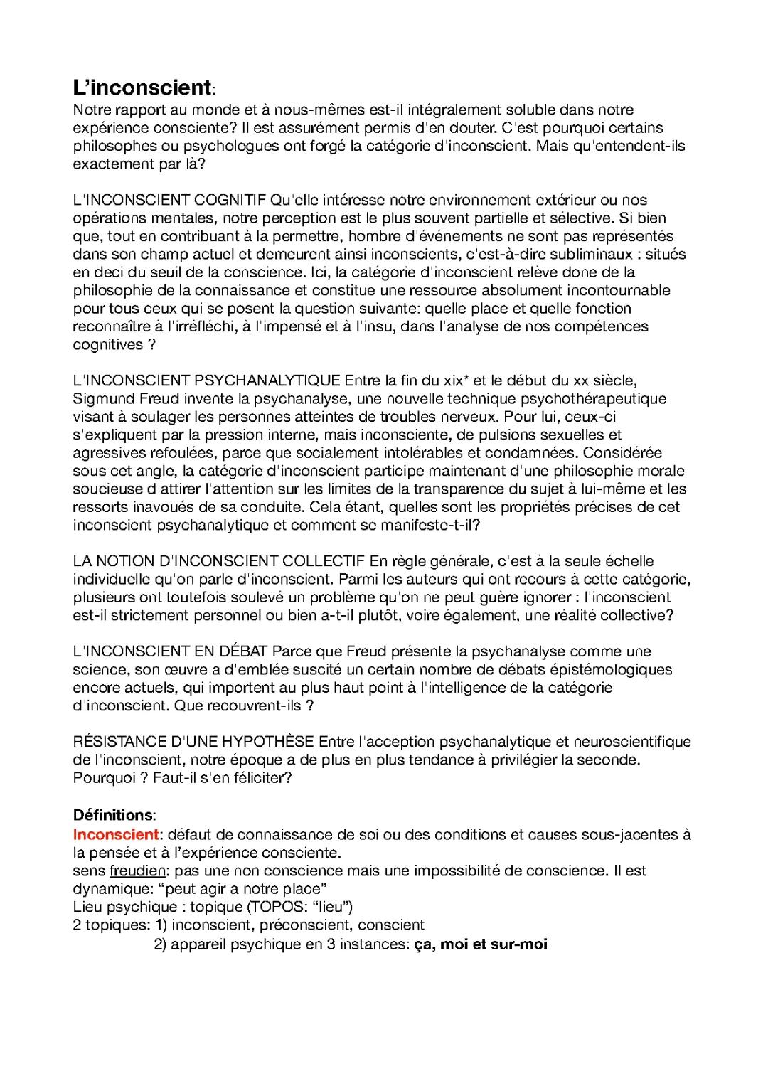 L’inconscient 