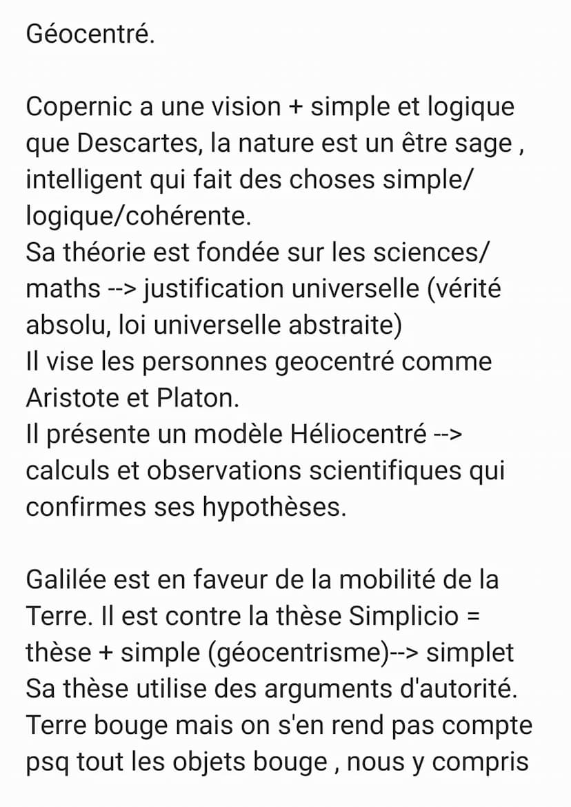 Quelle place pour l'Homme dans le monde?
Géocentrisme: Terre millieu système
solaire (a donné Simplicio
Héliocentrisme: Soleil milieu systèm