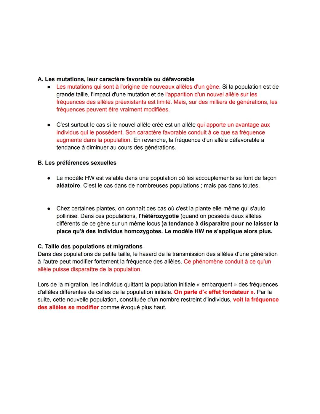 VIDEO COURS
CHAPITRE 8: L'évolution des génomes au sein des populations
1) La théorie de l'évolution de la fréquence des allèles dans les po